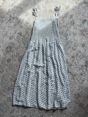 Rebecca Taylor Smocked Bodice Midi Dress Ditsy Floral